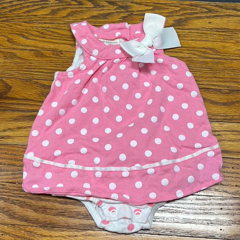 ❤️2/$15❤️5/$25❤️ FIRST IMPRESSIONS | dress front romper/bodysuit pink/white dot